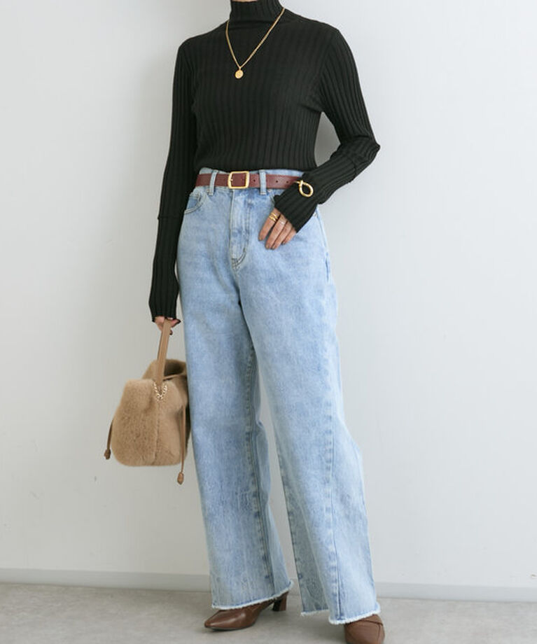  「【MONN.:.(モン)】neat wide DENIM」|デニム|