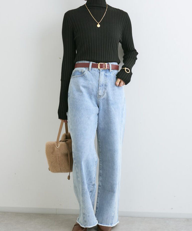  「【MONN.:.(モン)】neat wide DENIM」|デニム|