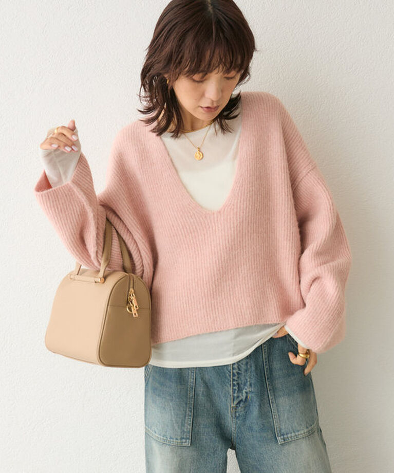  「【ゆったり着やすい】ルーズプランジニット」|ニット・セーター|