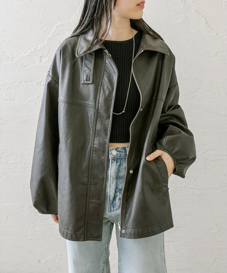  「【3色展開】フェイクレザージャケット」|その他|