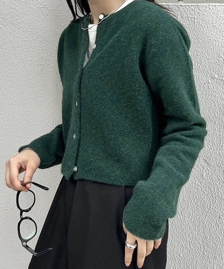  「【レイヤードスタイルも◎】PARIS刺繍カーディガン」|カーディガン|グリーン