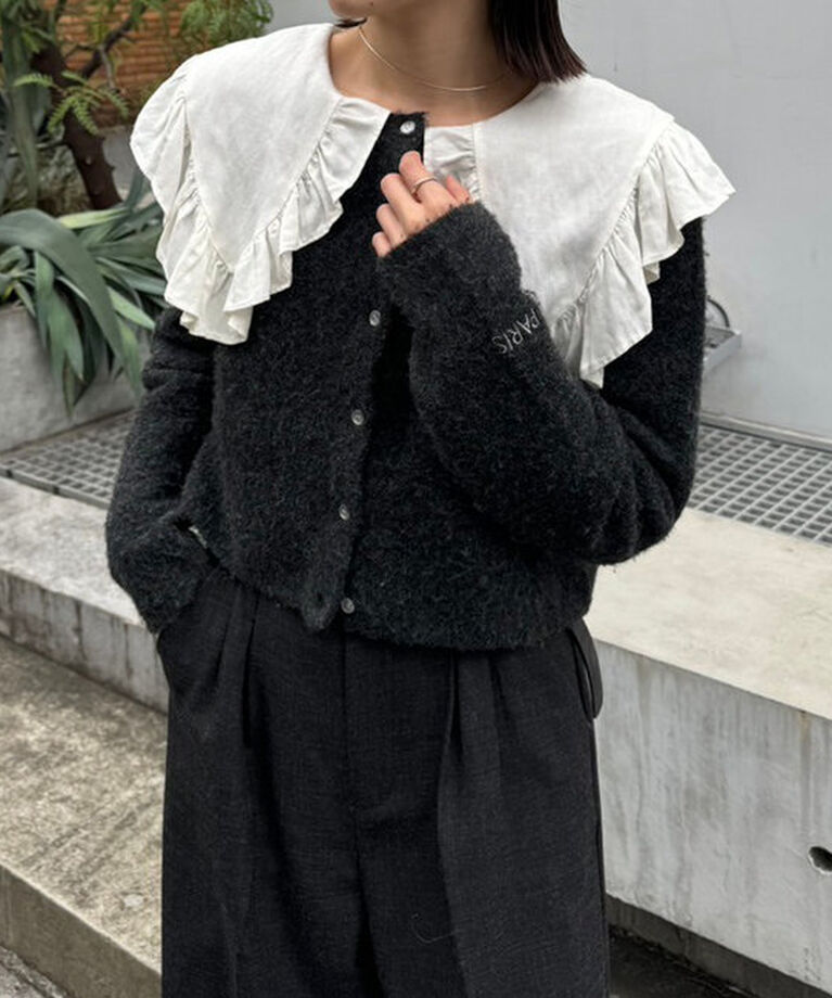  「【レイヤードスタイルも◎】PARIS刺繍カーディガン」|カーディガン|