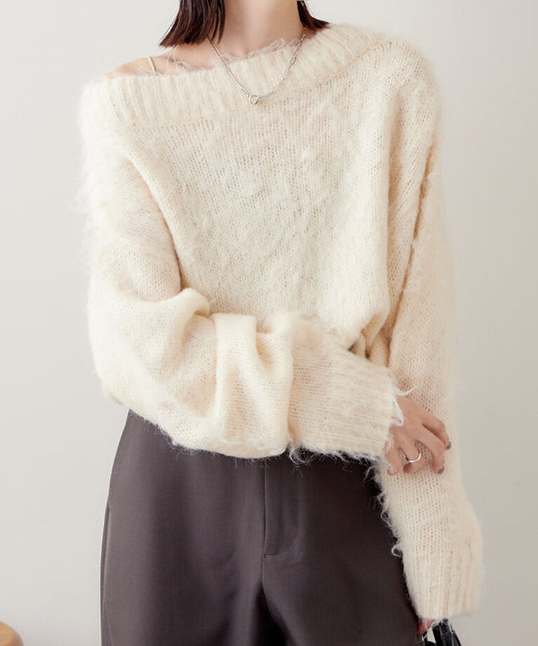  「モヘアライクワイドネックニット」|ニット・セーター|
