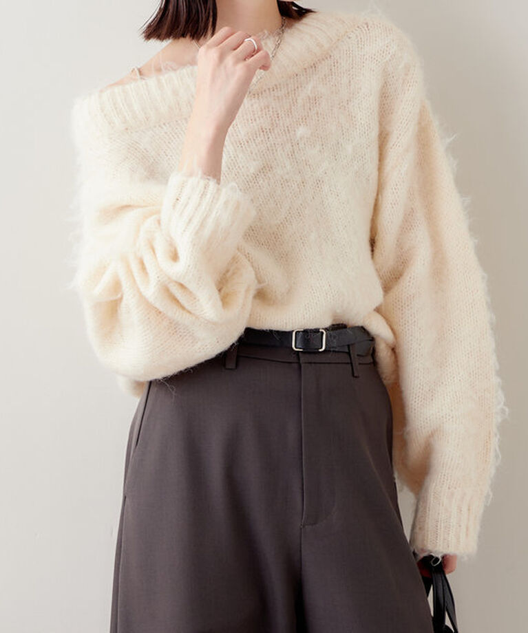  「モヘアライクワイドネックニット」|ニット・セーター|