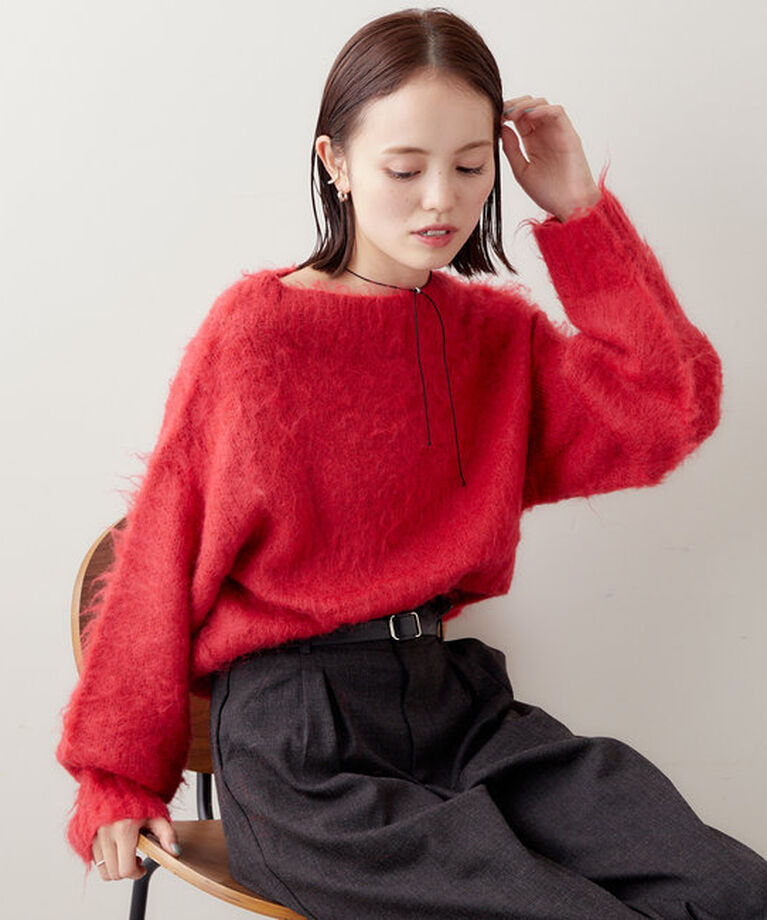  「モヘアライクワイドネックニット」|ニット・セーター|
