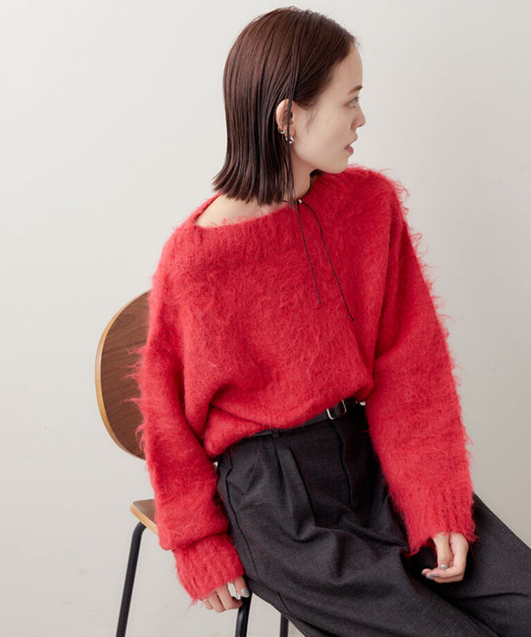  「モヘアライクワイドネックニット」|ニット・セーター|