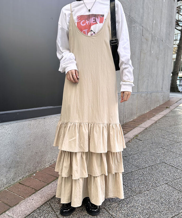  「ティアードフリルキャミワンピース」|ワンピース|