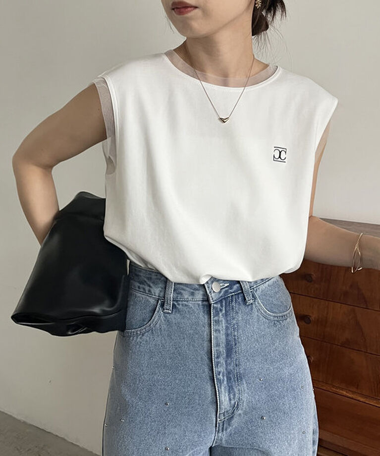  「【リバイバルアイテム】1ポイントノースリーブTシャツ」|Tシャツ・カットソー|ホワイト