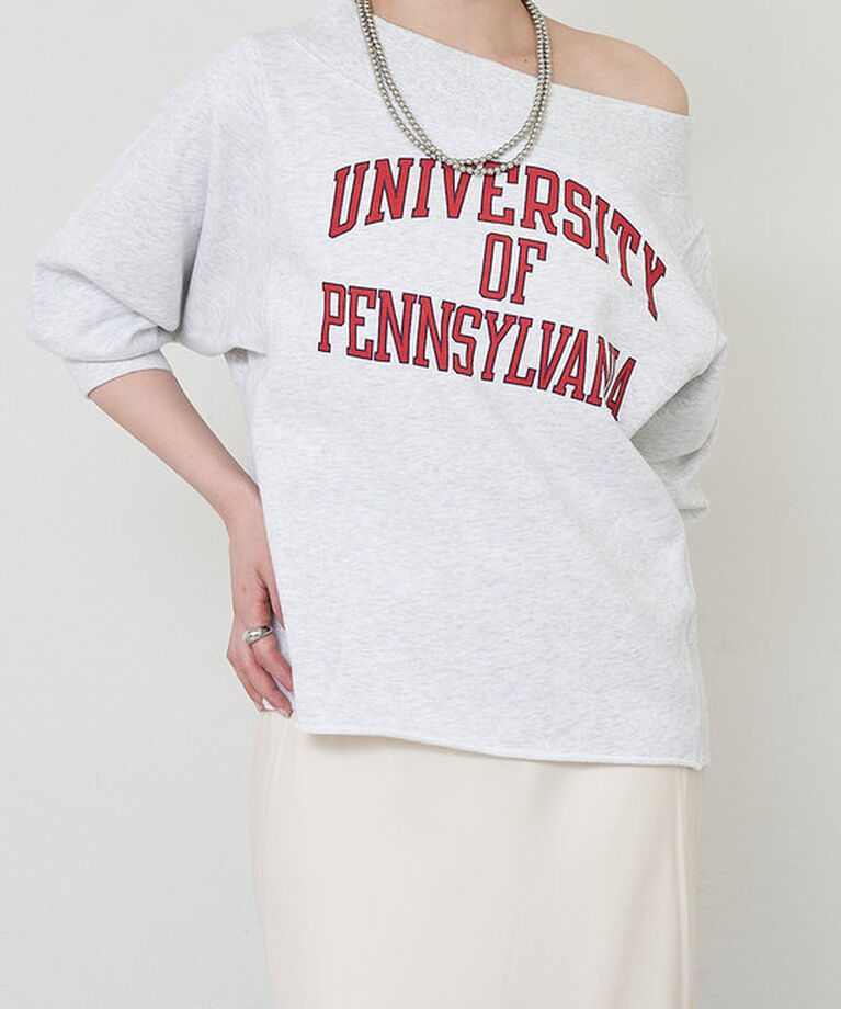  「《大人気》【GOOD ROCK SPEED】college オフショルスウェット」|Tシャツ・カットソー|ライトグレー