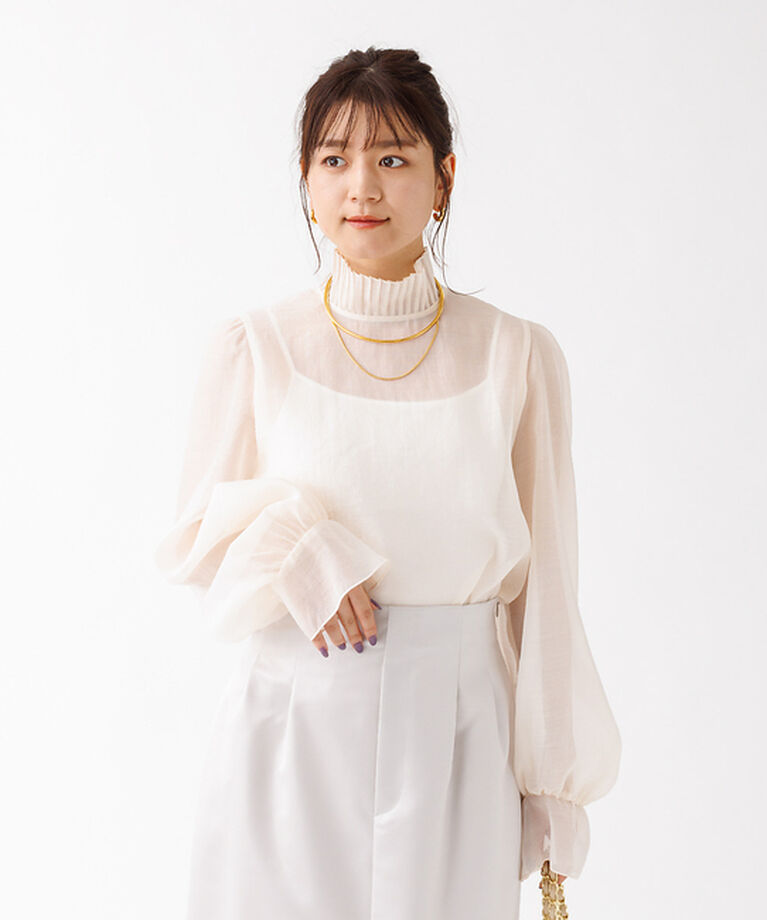 Rouge vif「プリーツネックシアーブラウス」|シャツ・ブラウス|