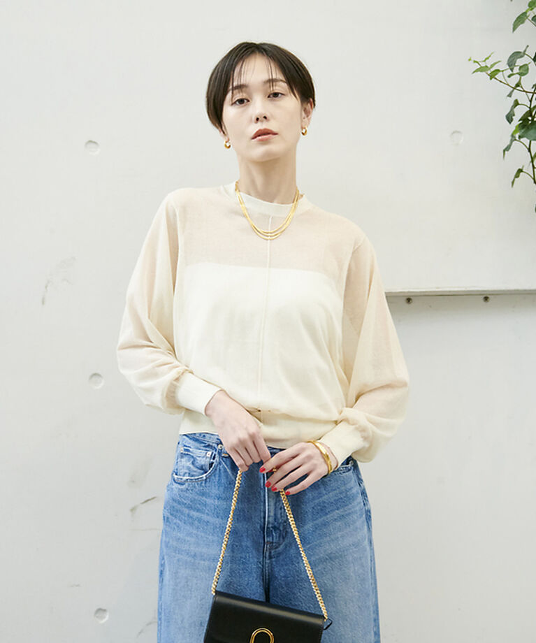 Rouge vif「コットンナイロンシアークルーネックプルオーバー」|ニット・セーター|
