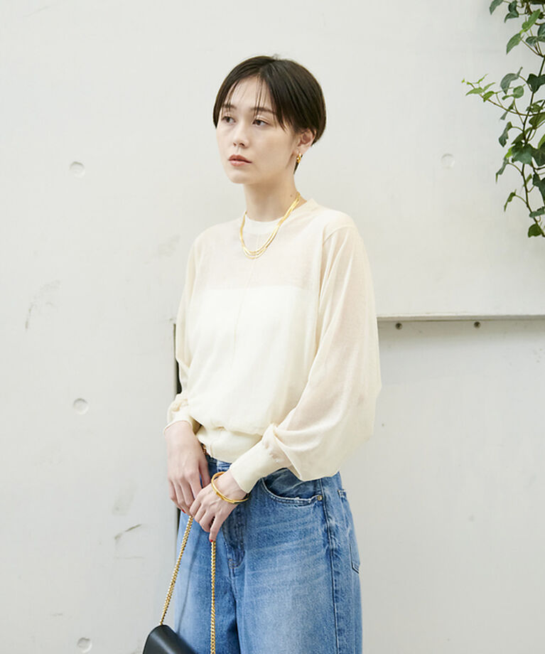 Rouge vif「コットンナイロンシアークルーネックプルオーバー」|ニット・セーター|