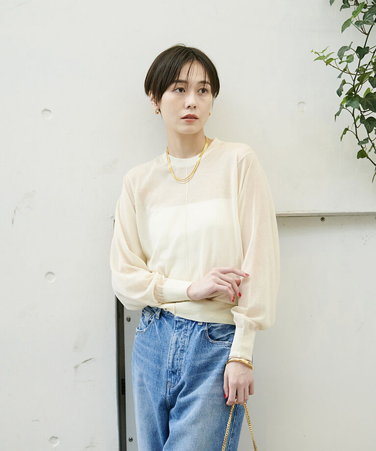Rouge vif「コットンナイロンシアークルーネックプルオーバー」|ニット・セーター|