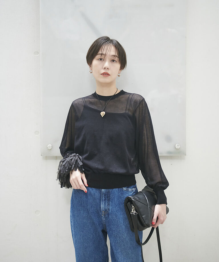 Rouge vif「コットンナイロンシアークルーネックプルオーバー」|ニット・セーター|