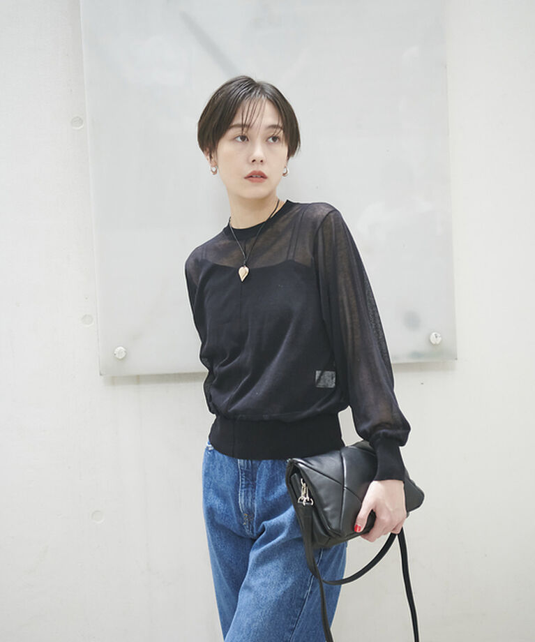 Rouge vif「コットンナイロンシアークルーネックプルオーバー」|ニット・セーター|