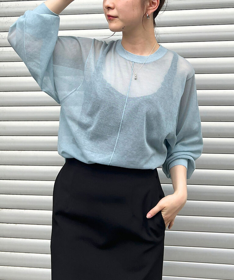 Rouge vif「コットンナイロンシアークルーネックプルオーバー」|ニット・セーター|