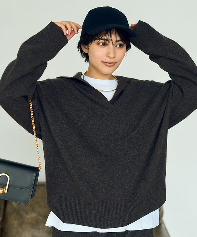 Rouge vif「【セットアップ対応】襟付きニットゆるプルオーバー」|ニット・セーター|
