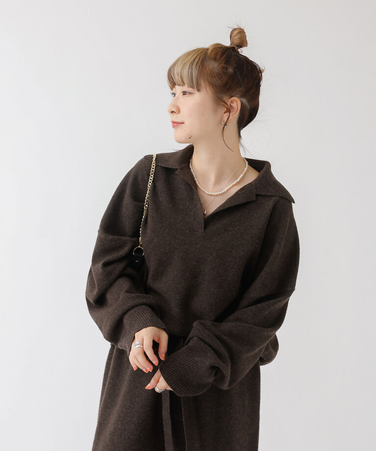 Rouge vif「【セットアップ対応】襟付きニットゆるプルオーバー」|ニット・セーター|