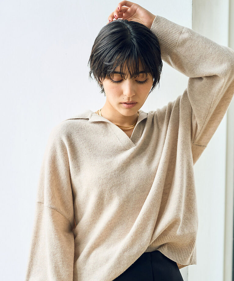 Rouge vif「【セットアップ対応】襟付きニットゆるプルオーバー」|ニット・セーター|