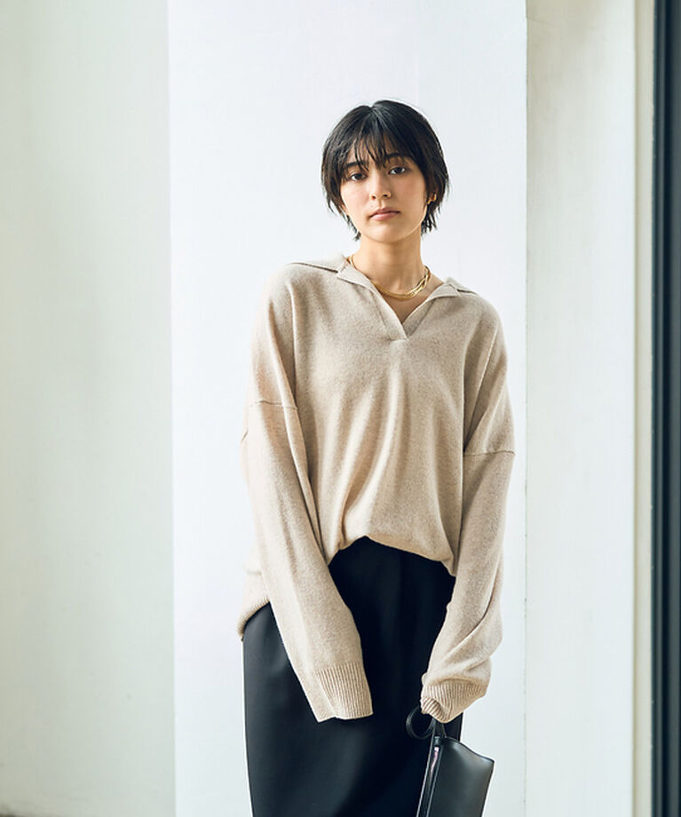 Rouge vif「【セットアップ対応】襟付きニットゆるプルオーバー」|ニット・セーター|