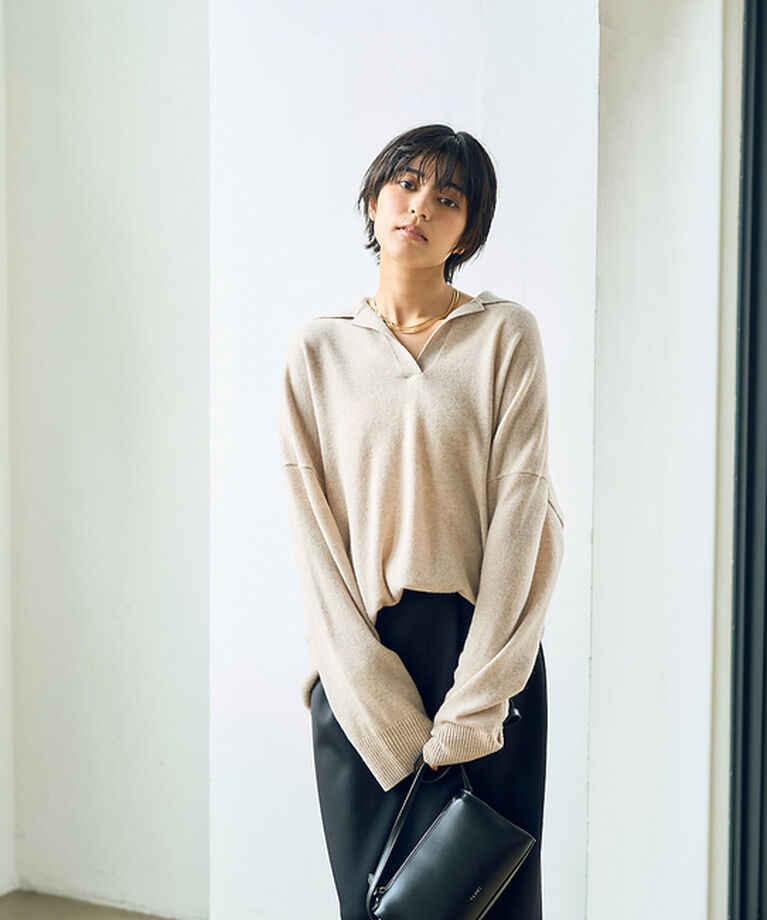 Rouge vif「【セットアップ対応】襟付きニットゆるプルオーバー」|ニット・セーター|