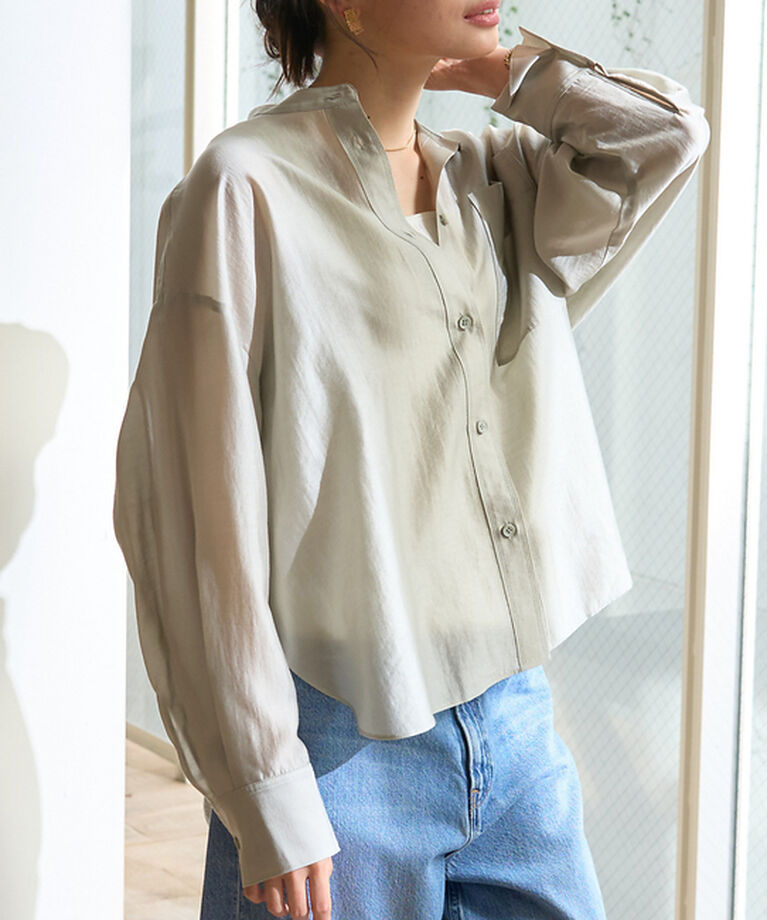 Rouge vif「ポケット付きシアーシャツ」|シャツ・ブラウス|セージグリーン