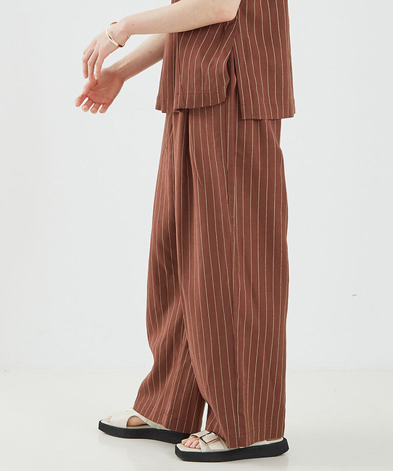 abahouse mavie「【セットアップ対応】レーヨンリネンストライプラップパンツ【予約】」|その他|