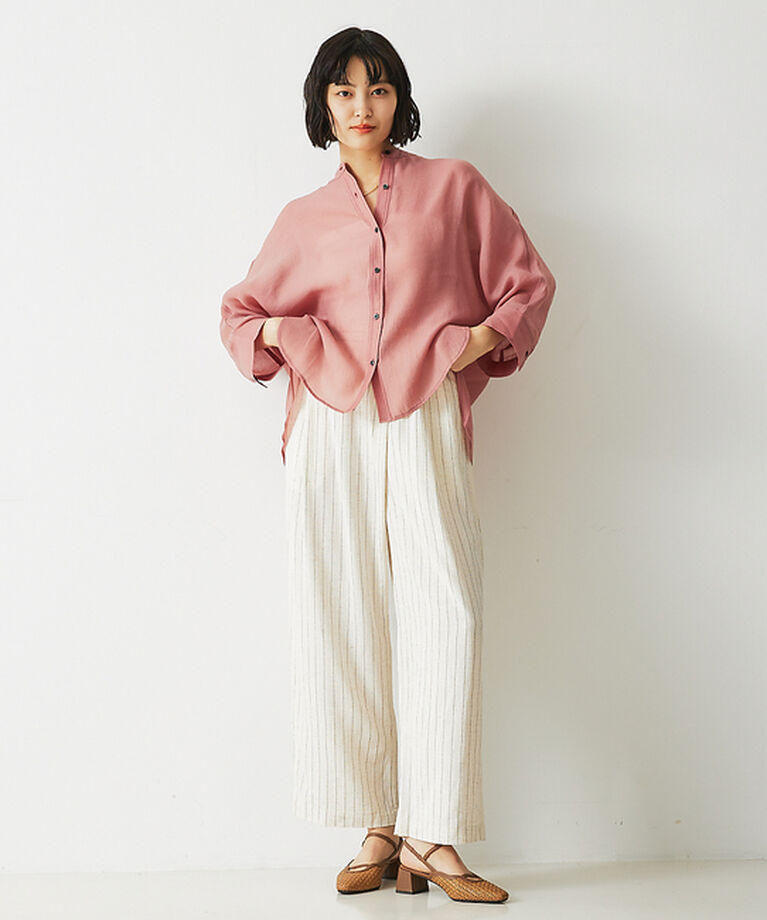 abahouse mavie「【セットアップ対応】レーヨンリネンストライプラップパンツ【予約】」|その他|