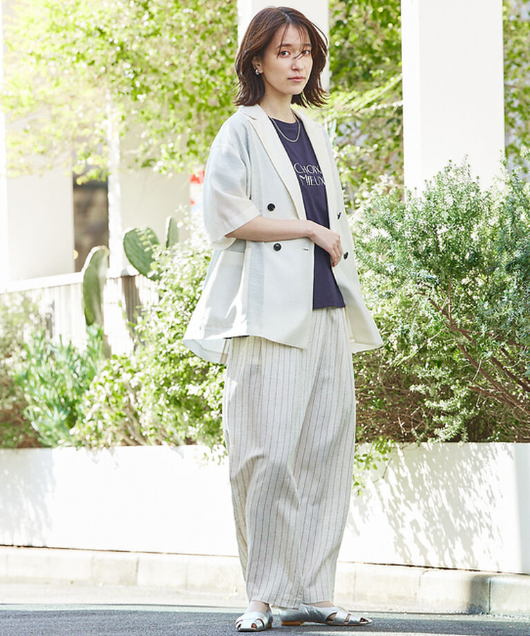 abahouse mavie「【セットアップ対応】レーヨンリネンストライプラップパンツ【予約】」|その他|