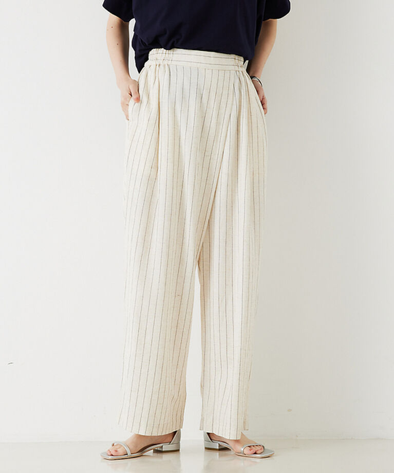 abahouse mavie「【セットアップ対応】レーヨンリネンストライプラップパンツ【予約】」|その他|