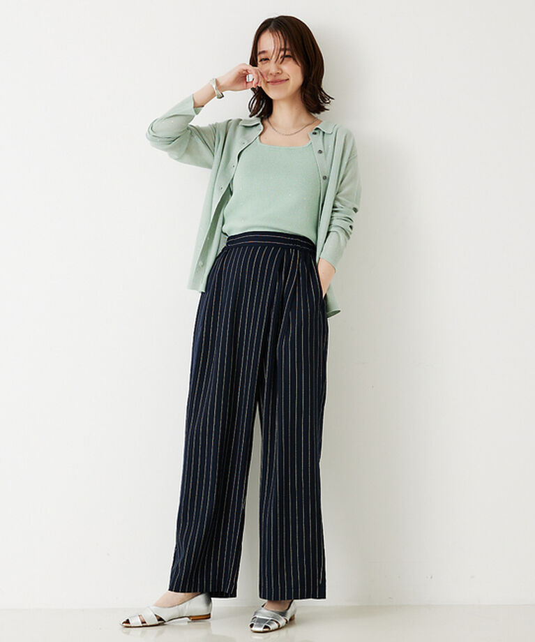 abahouse mavie「【セットアップ対応】レーヨンリネンストライプラップパンツ【予約】」|その他|