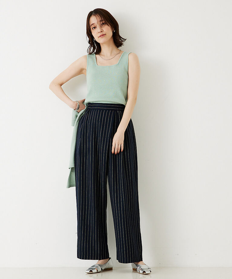 abahouse mavie「【セットアップ対応】レーヨンリネンストライプラップパンツ【予約】」|その他|