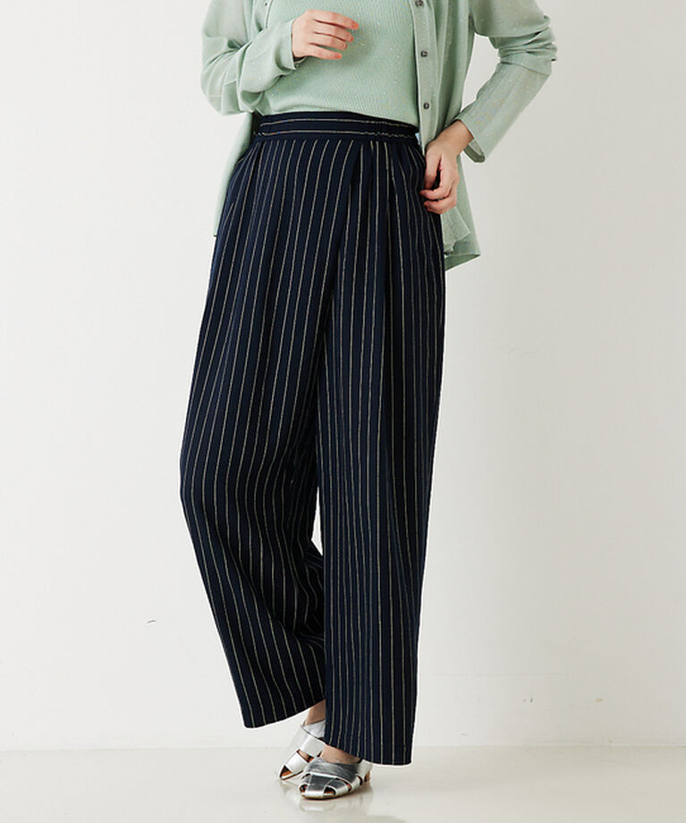 abahouse mavie「【セットアップ対応】レーヨンリネンストライプラップパンツ【予約】」|その他|