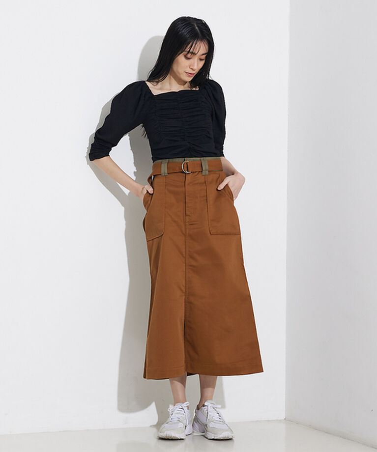 NOMINE「【Dickiesコラボ 別注】ウエスト配色 ベルトチノロングスカート」|スカート|