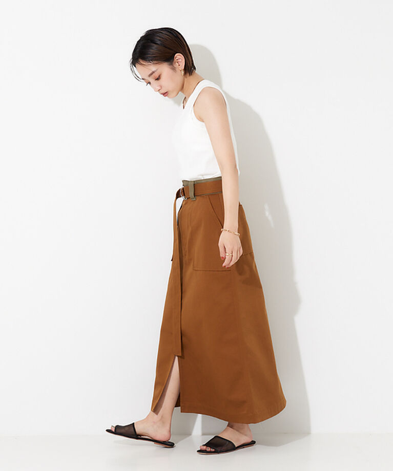 NOMINE「【Dickiesコラボ 別注】ウエスト配色 ベルトチノロングスカート」|スカート|