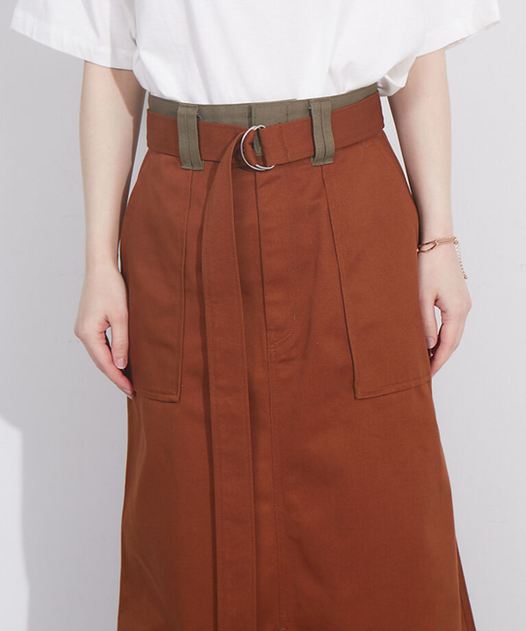NOMINE「【Dickiesコラボ 別注】ウエスト配色 ベルトチノロングスカート」|スカート|