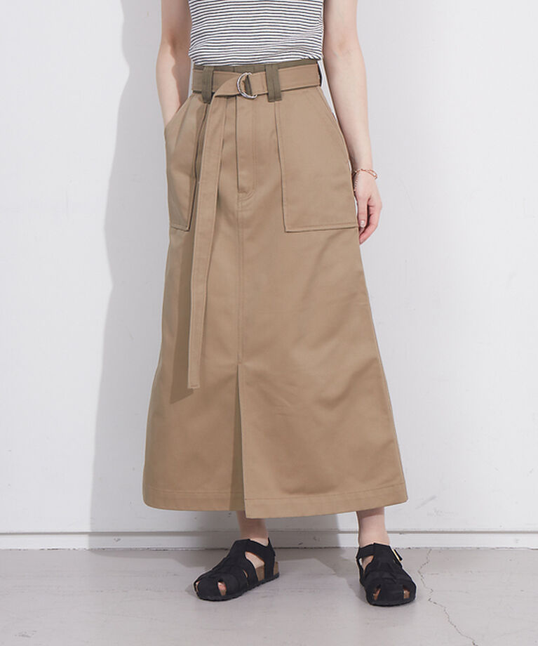 NOMINE「【Dickiesコラボ 別注】ウエスト配色 ベルトチノロングスカート」|スカート|