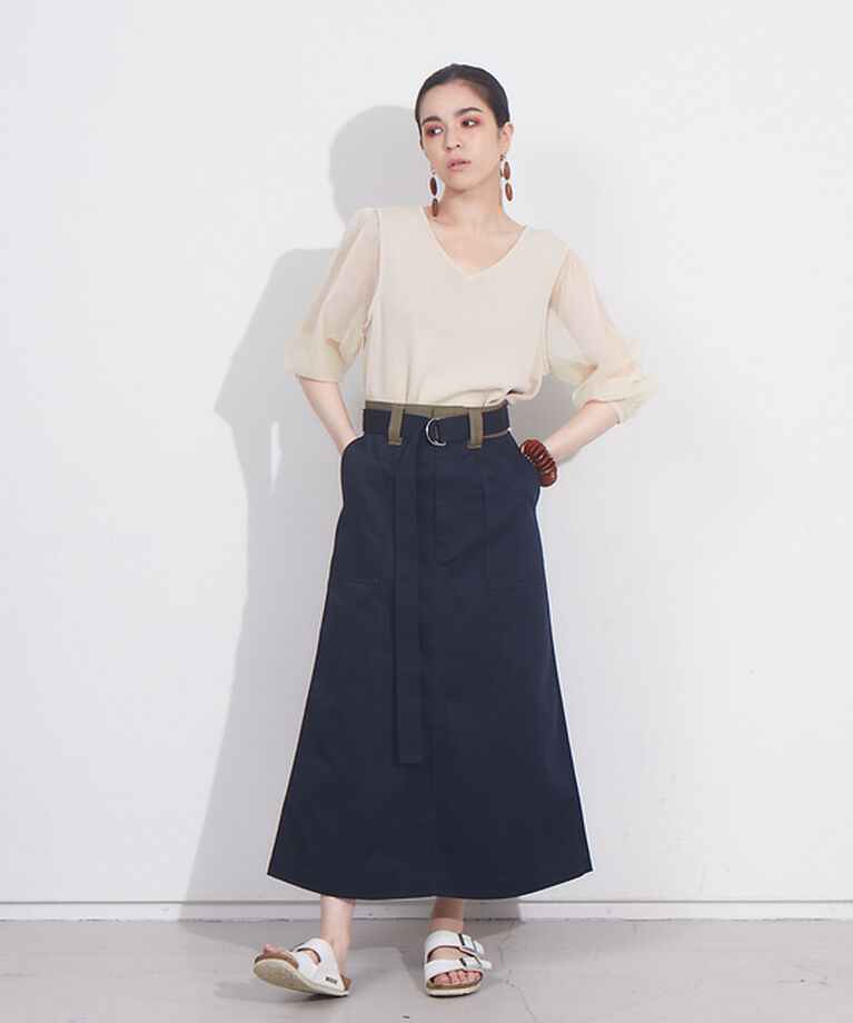 NOMINE「【Dickiesコラボ 別注】ウエスト配色 ベルトチノロングスカート」|スカート|