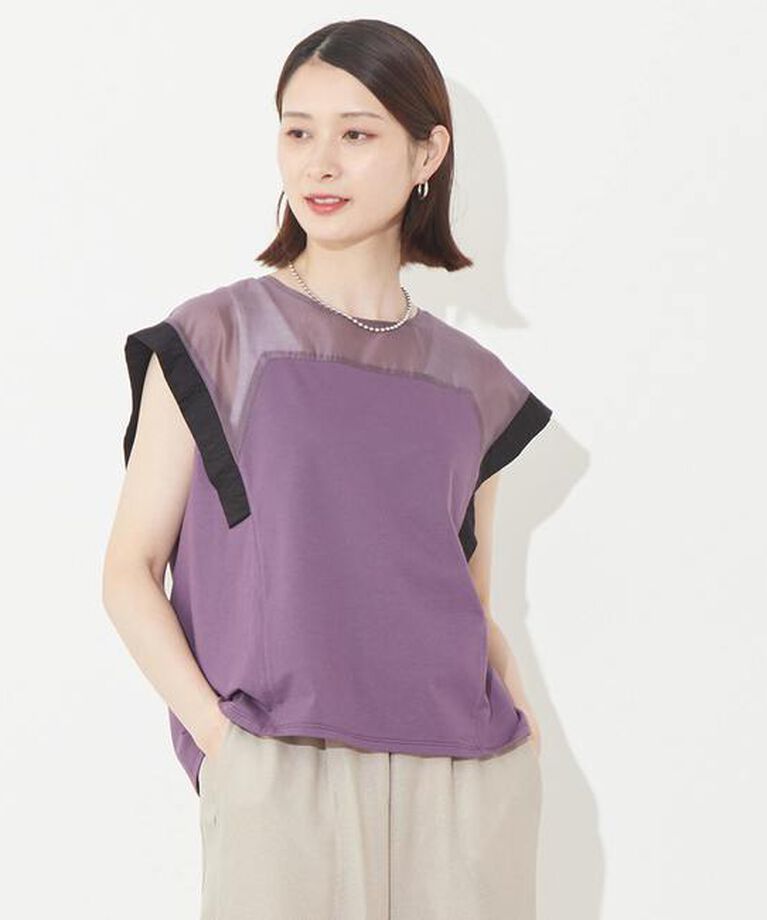 Soffitto「異素材使いプルオーバー」|Tシャツ・カットソー|パープル