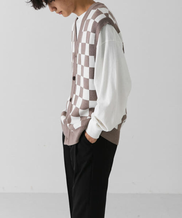 SENSE OF PLACE by URBAN RESEARCH「SENSE OF PLACE ブロックチェックカーディガンニットベスト」|ベスト・ジレ|GRG×IVO