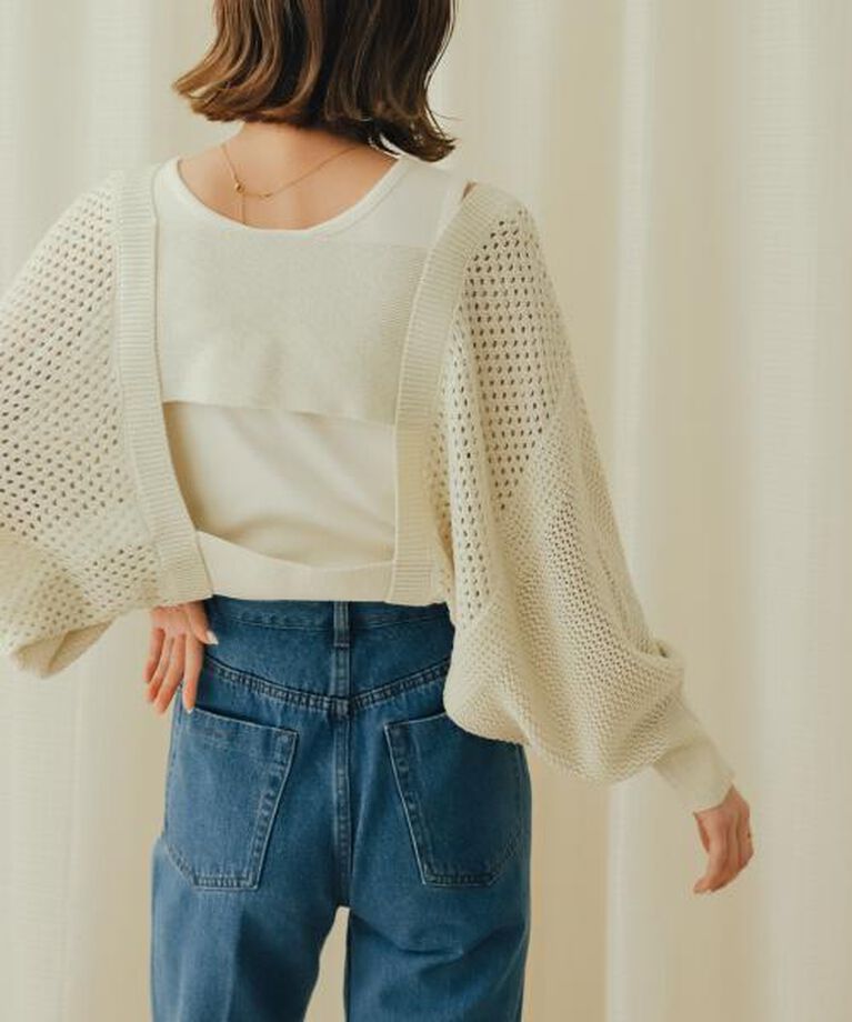 SENSE OF PLACE by URBAN RESEARCH「SENSE OF PLACE ラメバックオープンメッシュボレロ」|カーディガン|