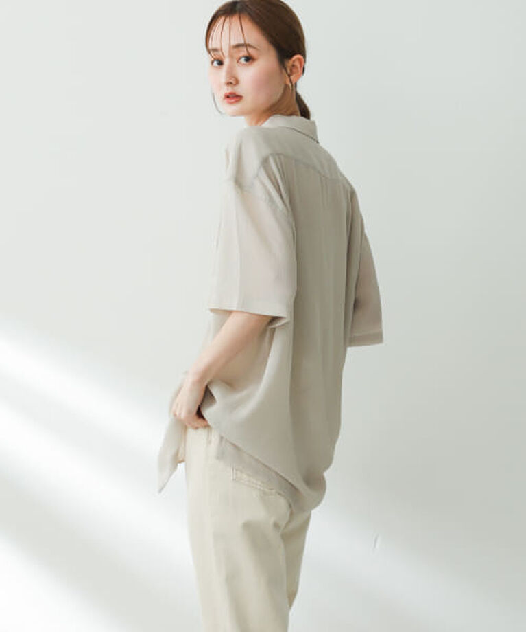 SENSE OF PLACE by URBAN RESEARCH「SENSE OF PLACE 『ユニセックス』シアーヨウリュウオープンカラーシャツ」|シャツ・ブラウス|