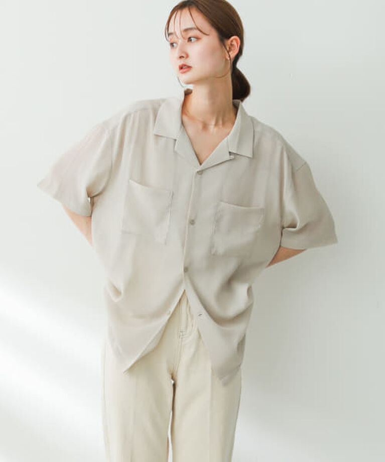 SENSE OF PLACE by URBAN RESEARCH「SENSE OF PLACE 『ユニセックス』シアーヨウリュウオープンカラーシャツ」|シャツ・ブラウス|