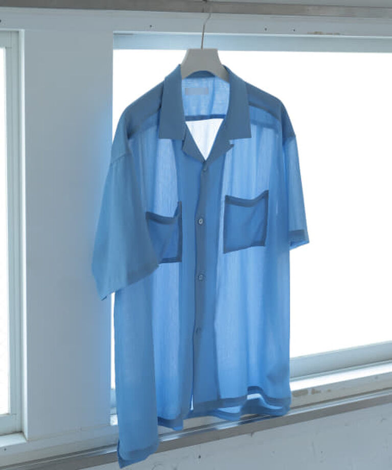 SENSE OF PLACE by URBAN RESEARCH「SENSE OF PLACE 『ユニセックス』シアーヨウリュウオープンカラーシャツ」|シャツ・ブラウス|BLUE