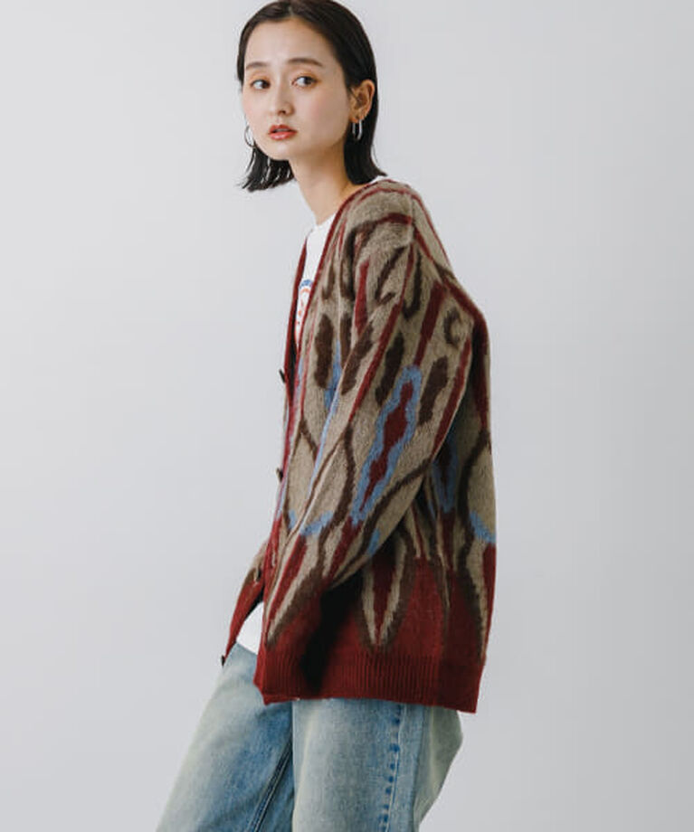 SENSE OF PLACE by URBAN RESEARCH「SENSE OF PLACE 『ユニセックス』モヘアライクVネックカーディガン」|カーディガン|BURGUNDY