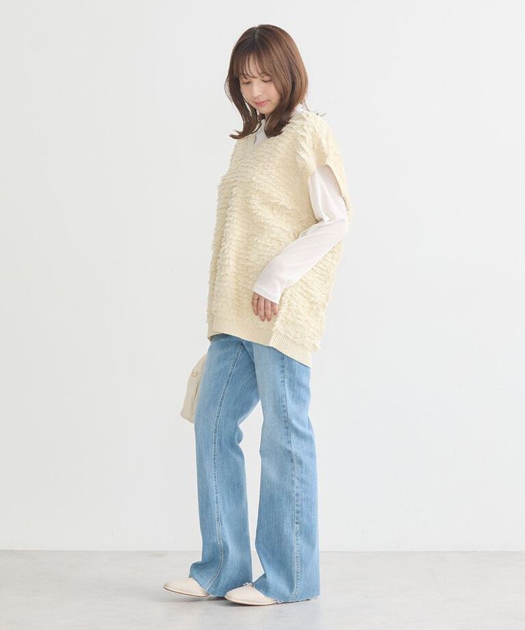 earth music&ecology「セルフカットフレアデニムパンツ」|デニム|