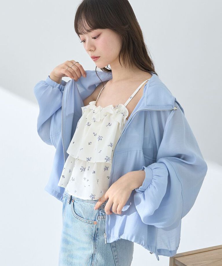 earth music&ecology「シアージップパーカー　25SS 夏 サマージャケット」|ブルゾン・スタジャン|
