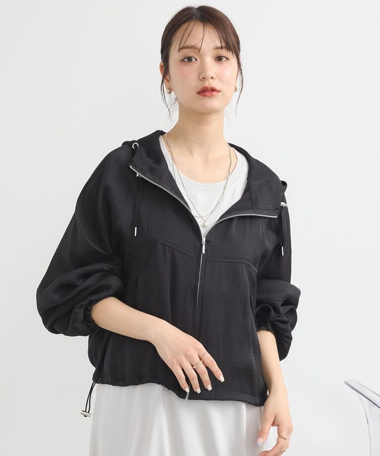 earth music&ecology「シアージップパーカー　25SS 夏 サマージャケット」|ブルゾン・スタジャン|Black