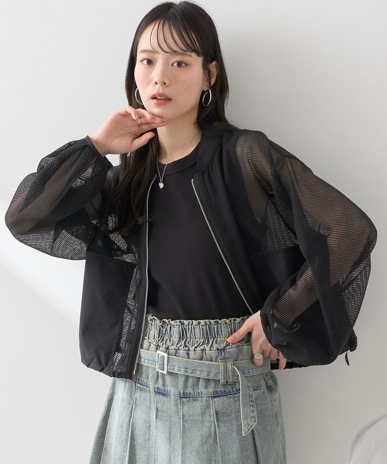 earth music&ecology「メッシュブルゾン」|ブルゾン・スタジャン|Black