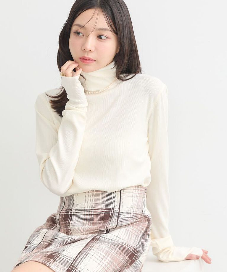 earth music&ecology「リブタートルネックプルオーバー」|Tシャツ・カットソー|Ivory